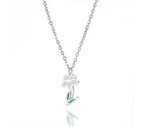 kkjoy Collana Pendente con Fiore del Nascita in Acciaio Inossidabile Gioielli Fiore del Compleanno per Donne Affascinanti(03-Mar-Giunchiglia-Smalto, Argento)