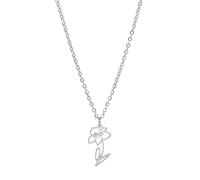 kkjoy Collana Pendente con Fiore del Nascita in Acciaio Inossidabile Gioielli Fiore del Compleanno per Donne Affascinanti(03-Mar-Giunchiglia, Argento)