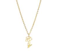 kkjoy Collana Pendente con Fiore del Nascita in Acciaio Inossidabile Gioielli Fiore del Compleanno per Donne Affascinanti(03-Mar-Giunchiglia, Oro)