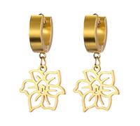 KKJOY Orecchini con Fiore del Nascita in Acciaio Inossidabile Placcato Oro Orecchini a Cerchio con Fiori del Compleanno Gioielli per Donne Affascinanti(12-Dic-Narciso-1)