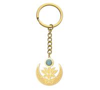 kkjoy Portachiavi con Fiore di Loto e Luna con Decorazione in Pietra Blu in Acciaio Inox Ciondolo di Loto nella Luna Yoga Borsa Accessori Gioielli d'ispirazione per Donne Affascinanti