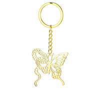 kkjoy Portachiavi di Farfalla Serpente in Acciaio Inox Ciondolo Unico Doppio Simbolismo Portachiavi Borsa Accessori Per Uomini Donne (Oro)