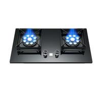 KKJPL Cucina A Gas 2 Bruciatori, 5,2 KW 9 Camere Fuoco Anello Bruciatore Wok Portapentole in Ghisa Timer, Vetro Nero Stufa Indipendente Campeggio All'aperto(LPG)