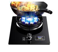 KKJPL Cucina A Gas da 33 Cm, 1 Bruciatore, 5,2 KW, 9 cavità, Fuoco Alto, Timer, Portapentole in Ghisa in Vetro Temperato Nero con Protezione Antispegnimento(NG)