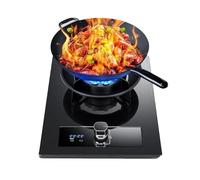 KKJPL Fornello A Gas da 33 Cm, 5,2 KW, 9 cavità, Fuoco Alto, Timer da 99 Minuti, Portapentole in Ghisa con Protezione Anti-spegnimento, Fornello Indipendente in Vetro Nero, Campeggio, All'aperto(NG)