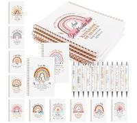 Kklolai Set di 12 regali cristiani per le donne Versi della Bibbia Notebook e penne a sfera Arcobaleno Bibbia riviste Scritture Penne Religiose Inspirational Regali per Chiesa Domenica Scuola Premi
