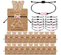 Kklolai Set di 24 braccialetti per la sensibilizzazione sul cancro al seno, con nastro rosa, braccialetti con cordino regolabile con 24 carte ispiratrici, regali per donne per la sensibilizzazione sul