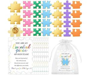 Kklolai Set di 24 spille da bavero con puzzle per dipendenti del mese, biglietti di ringraziamento, spille ispiratrici, regali di buona fortuna per studenti e colleghi del personale