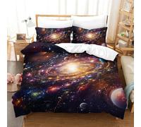 KKLOSDXERT Galaxy Traspirante Copripiumino Antibatterico Copripiumini Set Da 3 Pezzi Con Federa Set Di Biancheria Da Letto Adatto A Bambini, Ragazzi E Ragazze Double（200x200cm）