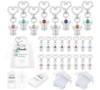 Kkluno Set di 24 ciondoli a forma di angelo custode con ciondolo a forma di angelo custode, piccolo ringraziamento per gli ospiti, regalo per battesimo, compleanno, matrimonio, cresima, comunione
