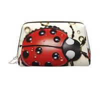 KKLWEGU Bella borsa per il trucco in pelle coccinella impermeabile borsa cosmetica organizer piccola borsa per trucco con cerniera borsa portatile da viaggio per donne ragazze, Oro, Taglia unica