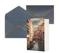 KKLWEGU Bellissimo biglietto di auguri con vista sul canale di Venezia con buste Thinking of You, biglietto di auguri di buon compleanno, matrimonio, biglietti vuoti per tutte le occasioni, 10,2 x