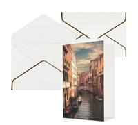KKLWEGU Bellissimo biglietto di auguri con vista sul canale di Venezia con buste Thinking of You, biglietto di auguri di buon compleanno, matrimonio, biglietti vuoti per tutte le occasioni, 10,2 x