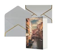 KKLWEGU Bellissimo biglietto di auguri con vista sul canale di Venezia con buste Thinking of You, biglietto di auguri di buon compleanno, matrimonio, biglietti vuoti per tutte le occasioni, 10,2 x