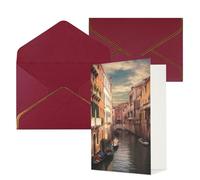 KKLWEGU Bellissimo biglietto di auguri con vista sul canale di Venezia con buste Thinking of You, biglietto di auguri di buon compleanno, matrimonio, biglietti vuoti per tutte le occasioni, 10,2 x
