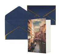 KKLWEGU Bellissimo biglietto di auguri con vista sul canale di Venezia con buste Thinking of You, biglietto di auguri di buon compleanno, matrimonio, biglietti vuoti per tutte le occasioni, 10,2 x