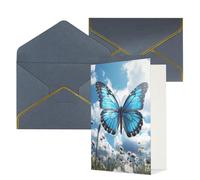 KKLWEGU Biglietto di auguri blu con farfalle e nuvole con buste Thinking of You Biglietto di buon compleanno invito a nozze biglietti vuoti per tutte le occasioni 4x6