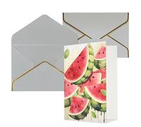 KKLWEGU Biglietto di auguri con anguria con frutta fresca con buste Thinking of You Biglietto di buon compleanno invito a nozze biglietti vuoti per tutte le occasioni 4x6