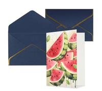 KKLWEGU Biglietto di auguri con anguria con frutta fresca con buste Thinking of You Biglietto di buon compleanno invito a nozze biglietti vuoti per tutte le occasioni 4x6