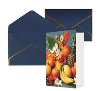 KKLWEGU Biglietto di auguri con buste con frutta tropicale e fiori che pensano a te, biglietto di auguri di buon compleanno, matrimonio, biglietti vuoti per tutte le occasioni, 10,2 x 15,2 cm
