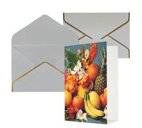 KKLWEGU Biglietto di auguri con buste con frutta tropicale e fiori che pensano a te, biglietto di auguri di buon compleanno, matrimonio, biglietti vuoti per tutte le occasioni, 10,2 x 15,2 cm