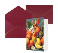 KKLWEGU Biglietto di auguri con buste con frutta tropicale e fiori che pensano a te, biglietto di auguri di buon compleanno, matrimonio, biglietti vuoti per tutte le occasioni, 10,2 x 15,2 cm