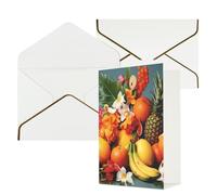 KKLWEGU Biglietto di auguri con buste con frutta tropicale e fiori che pensano a te, biglietto di auguri di buon compleanno, matrimonio, biglietti vuoti per tutte le occasioni, 10,2 x 15,2 cm