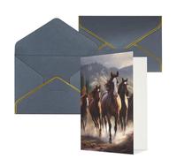 KKLWEGU Biglietto di auguri con buste, motivo cavalli che pensano a te, biglietto di auguri di buon compleanno, matrimonio, biglietti vuoti per tutte le occasioni, 10 x 15 cm