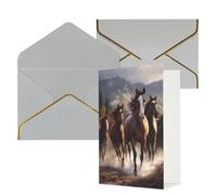 KKLWEGU Biglietto di auguri con buste, motivo cavalli che pensano a te, biglietto di auguri di buon compleanno, matrimonio, biglietti vuoti per tutte le occasioni, 10 x 15 cm