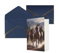 KKLWEGU Biglietto di auguri con buste, motivo cavalli che pensano a te, biglietto di auguri di buon compleanno, matrimonio, biglietti vuoti per tutte le occasioni, 10 x 15 cm
