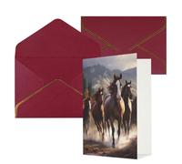 KKLWEGU Biglietto di auguri con buste, motivo cavalli che pensano a te, biglietto di auguri di buon compleanno, matrimonio, biglietti vuoti per tutte le occasioni, 10 x 15 cm