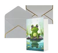 KKLWEGU Biglietto di auguri con buste Thinking of You con rana su uno stagno, biglietto di auguri di buon compleanno, matrimonio, biglietti vuoti per tutte le occasioni, 10 x 15 cm
