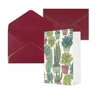 KKLWEGU Biglietto di auguri con cactus succulente con buste Thinking of You, biglietto di auguri di buon compleanno, matrimonio, biglietti vuoti per tutte le occasioni, 10 x 15 cm