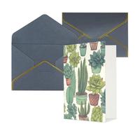 KKLWEGU Biglietto di auguri con cactus succulente con buste Thinking of You, biglietto di auguri di buon compleanno, matrimonio, biglietti vuoti per tutte le occasioni, 10 x 15 cm