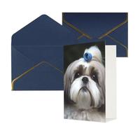 KKLWEGU Biglietto di auguri con cane Shih Tzu con buste Thinking of You, biglietto di auguri di buon compleanno, matrimonio, biglietti vuoti per tutte le occasioni, 10 x 15 cm