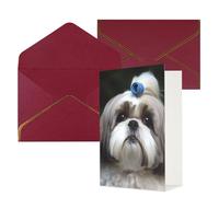 KKLWEGU Biglietto di auguri con cane Shih Tzu con buste Thinking of You, biglietto di auguri di buon compleanno, matrimonio, biglietti vuoti per tutte le occasioni, 10 x 15 cm