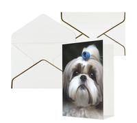 KKLWEGU Biglietto di auguri con cane Shih Tzu con buste Thinking of You, biglietto di auguri di buon compleanno, matrimonio, biglietti vuoti per tutte le occasioni, 10 x 15 cm