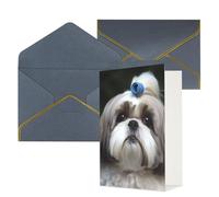 KKLWEGU Biglietto di auguri con cane Shih Tzu con buste Thinking of You, biglietto di auguri di buon compleanno, matrimonio, biglietti vuoti per tutte le occasioni, 10 x 15 cm