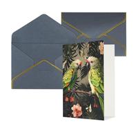 KKLWEGU Biglietto di auguri con coppia di pappagalli verde oliva con buste Thinking of You, biglietto di auguri di buon compleanno, invito a matrimonio, biglietti vuoti per tutte le occasioni 4x6