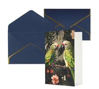 KKLWEGU Biglietto di auguri con coppia di pappagalli verde oliva con buste Thinking of You, biglietto di auguri di buon compleanno, invito a matrimonio, biglietti vuoti per tutte le occasioni 4x6