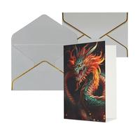 KKLWEGU Biglietto di auguri con drago cinese, con buste, biglietto di auguri di buon compleanno, matrimonio, biglietti vuoti per tutte le occasioni, 10 x 15 cm