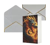 KKLWEGU Biglietto di auguri con drago cinese di fuoco, con buste, biglietto di auguri di buon compleanno, invito a matrimonio, biglietti vuoti per tutte le occasioni, 10 x 15 cm