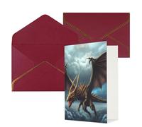 KKLWEGU Biglietto di auguri con drago volante con buste Thinking of You, biglietto di auguri di buon compleanno, matrimonio, biglietti vuoti per tutte le occasioni, 10 x 15 cm