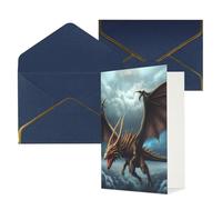 KKLWEGU Biglietto di auguri con drago volante con buste Thinking of You, biglietto di auguri di buon compleanno, matrimonio, biglietti vuoti per tutte le occasioni, 10 x 15 cm