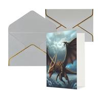 KKLWEGU Biglietto di auguri con drago volante con buste Thinking of You, biglietto di auguri di buon compleanno, matrimonio, biglietti vuoti per tutte le occasioni, 10 x 15 cm