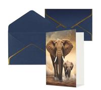 KKLWEGU Biglietto di auguri con elefante e cucciolo di elefante con buste Thinking of You Biglietto di auguri di buon compleanno per matrimonio biglietti vuoti per tutte le occasioni 4x6