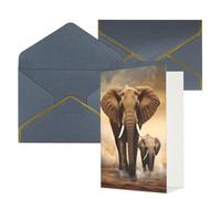 KKLWEGU Biglietto di auguri con elefante e cucciolo di elefante con buste Thinking of You Biglietto di auguri di buon compleanno per matrimonio biglietti vuoti per tutte le occasioni 4x6