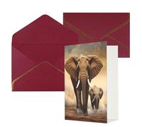 KKLWEGU Biglietto di auguri con elefante e cucciolo di elefante con buste Thinking of You Biglietto di auguri di buon compleanno per matrimonio biglietti vuoti per tutte le occasioni 4x6