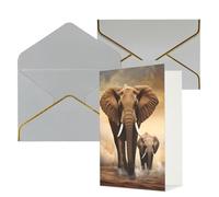 KKLWEGU Biglietto di auguri con elefante e cucciolo di elefante con buste Thinking of You Biglietto di auguri di buon compleanno per matrimonio biglietti vuoti per tutte le occasioni 4x6