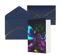 KKLWEGU Biglietto di auguri con farfalle e fiori blu e viola, con buste, biglietto di auguri per compleanno, matrimonio, biglietti vuoti per tutte le occasioni, 10,2 x 15,2 cm